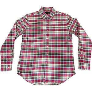 Ralph Lauren Shirt Mens Medium Pink Green Plaid Button Down Long Sleeve